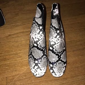 Snakeskin booties